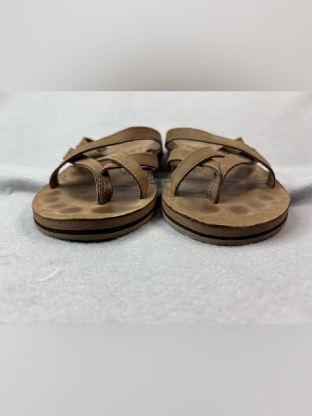 Teva 6 Women's Coastal Tan Leather Crisscross Strap Thong Sandals - Picture 5 of 9